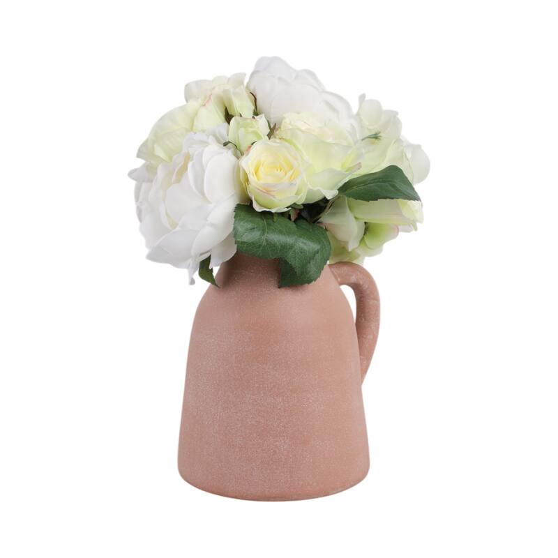 Terracotta Pottery Vase with Handles Rustic Artisan Decorative Accent