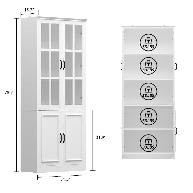 China Cabinet with Tempered Glass Doors Glass Door Storage Cabinet