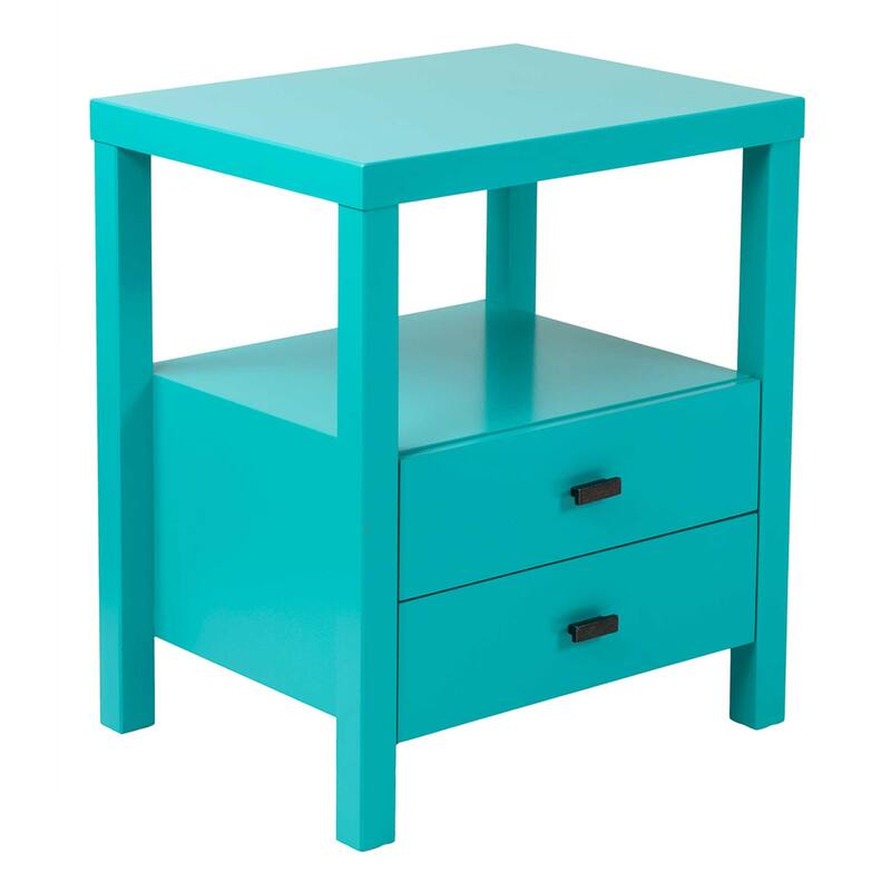 East at Main Painted Acacia Wooden End Table - Turquoise