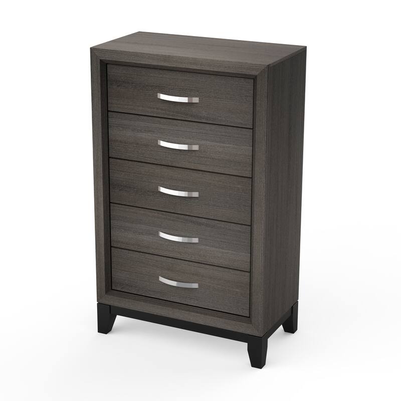 Modern Solid Wood Chest Drawers with 5-Drawer - N/A
