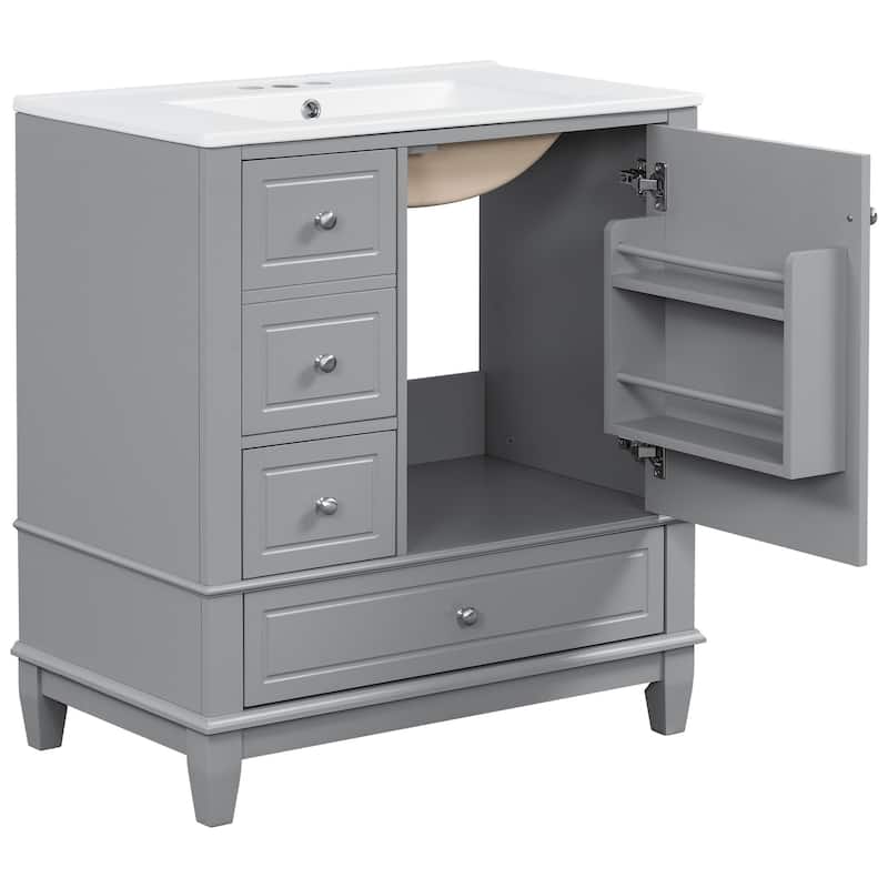 Bathroom Vanity with Sink,Shelf and Drawers