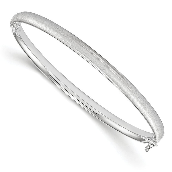 Italian 14k White Gold Polished and Brushed Hinged Bangle