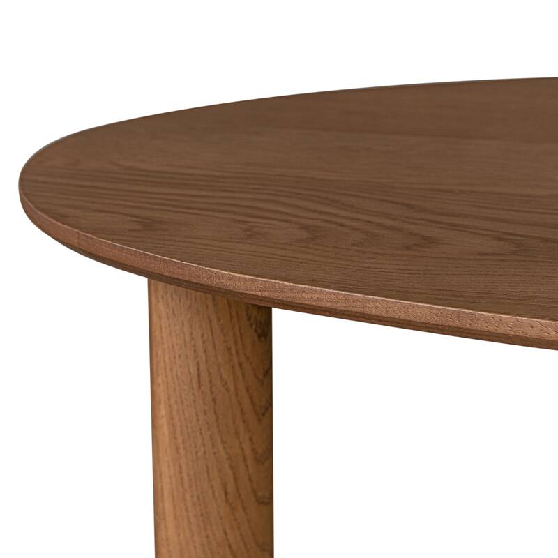 Solna Oak Coffee Table, Cocoa Brown Oval Wood Accent Table, 220lb Cap