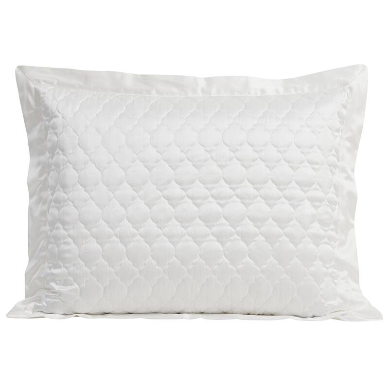 HiEnd Accents High Shine Satin Ogee Quatrefoil Quilt Pillow Sham Set, 2PC - White - Standard