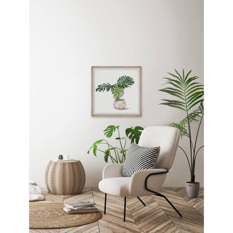 Potted Monstera Deliciosa Framed Wall Art, Nature-Inspired Accent - Refreshing Botanical Touch for Your Walls