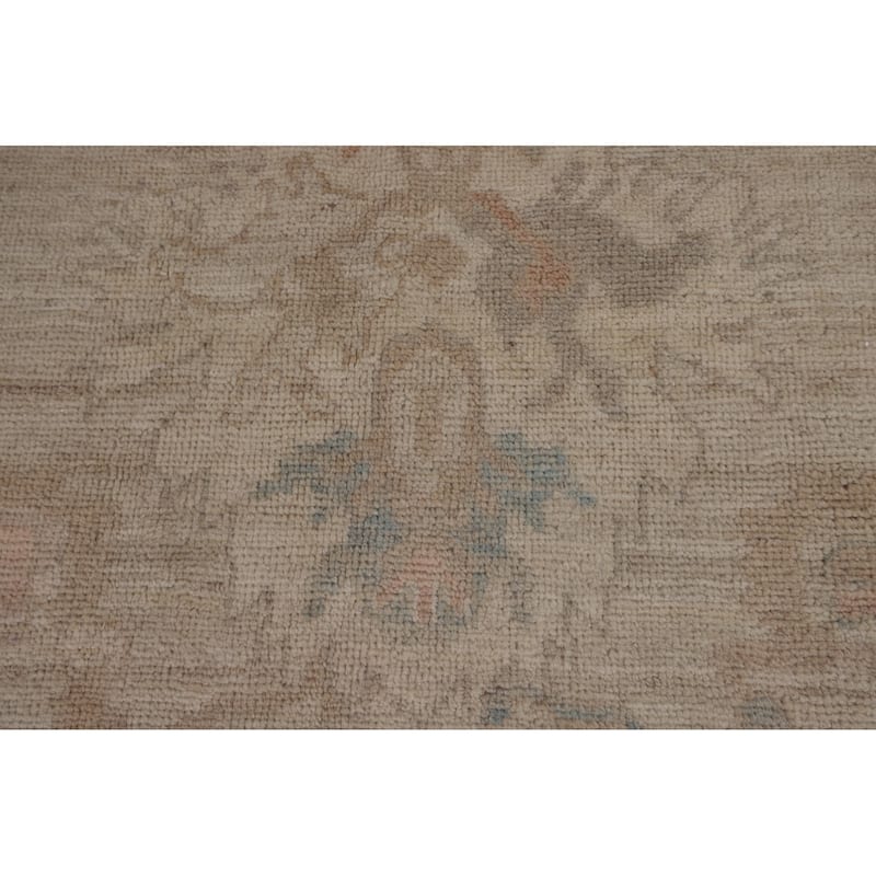 Beige Oushak Turkish Area Rug Handmade Vegetable Dye Wool Carpet - 8'1"x 10'3"