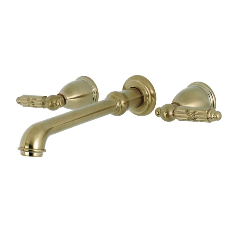 Kingston Brass Georgian Two-Handle 3-Hole Wall Mount Bathroom Faucet - Brushed Brass