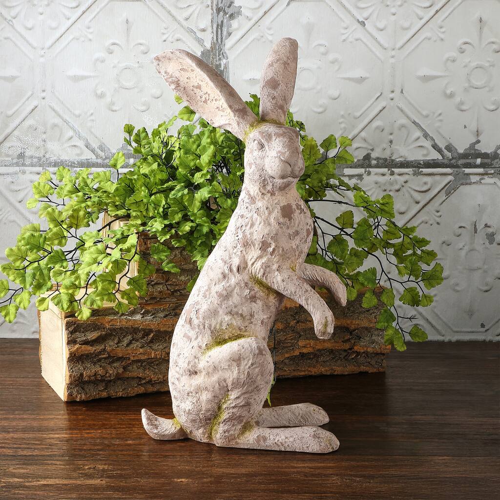 19" Resin Mossed Bunny