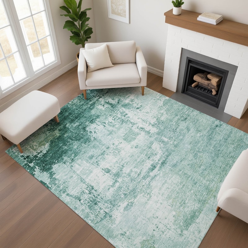 Premium Washable Super Soft Abstract Glam Mayfield Rug - Aqua - 9' x 12'