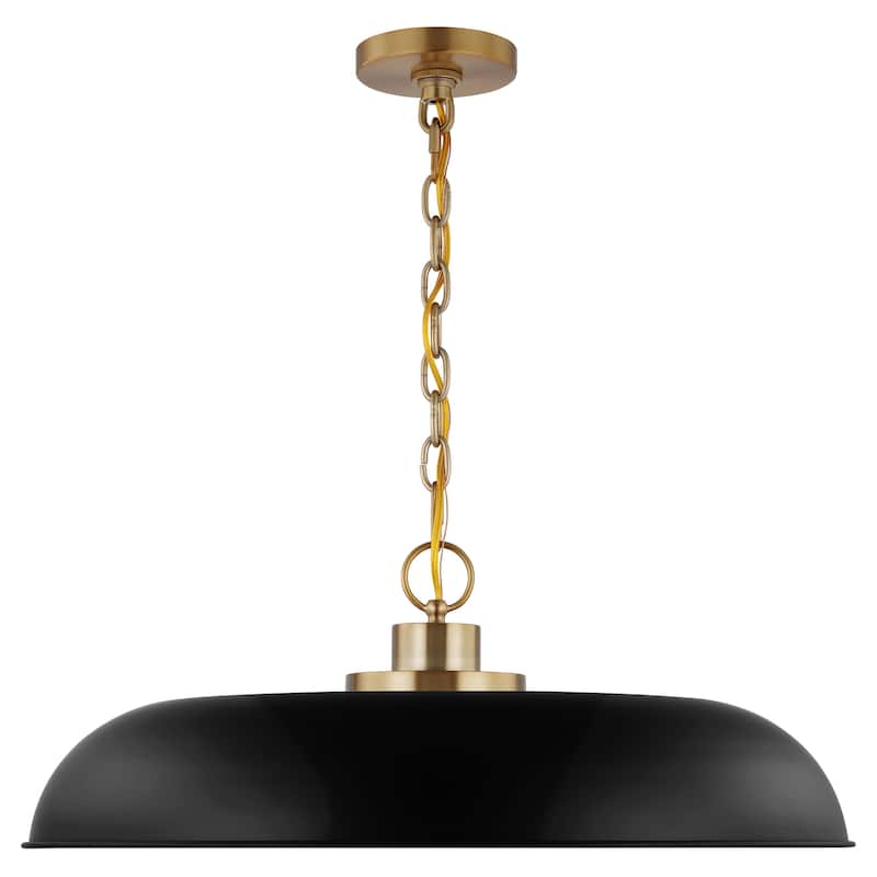 Colony 1 Light Large Pendant Matte Black with Burnished Brass