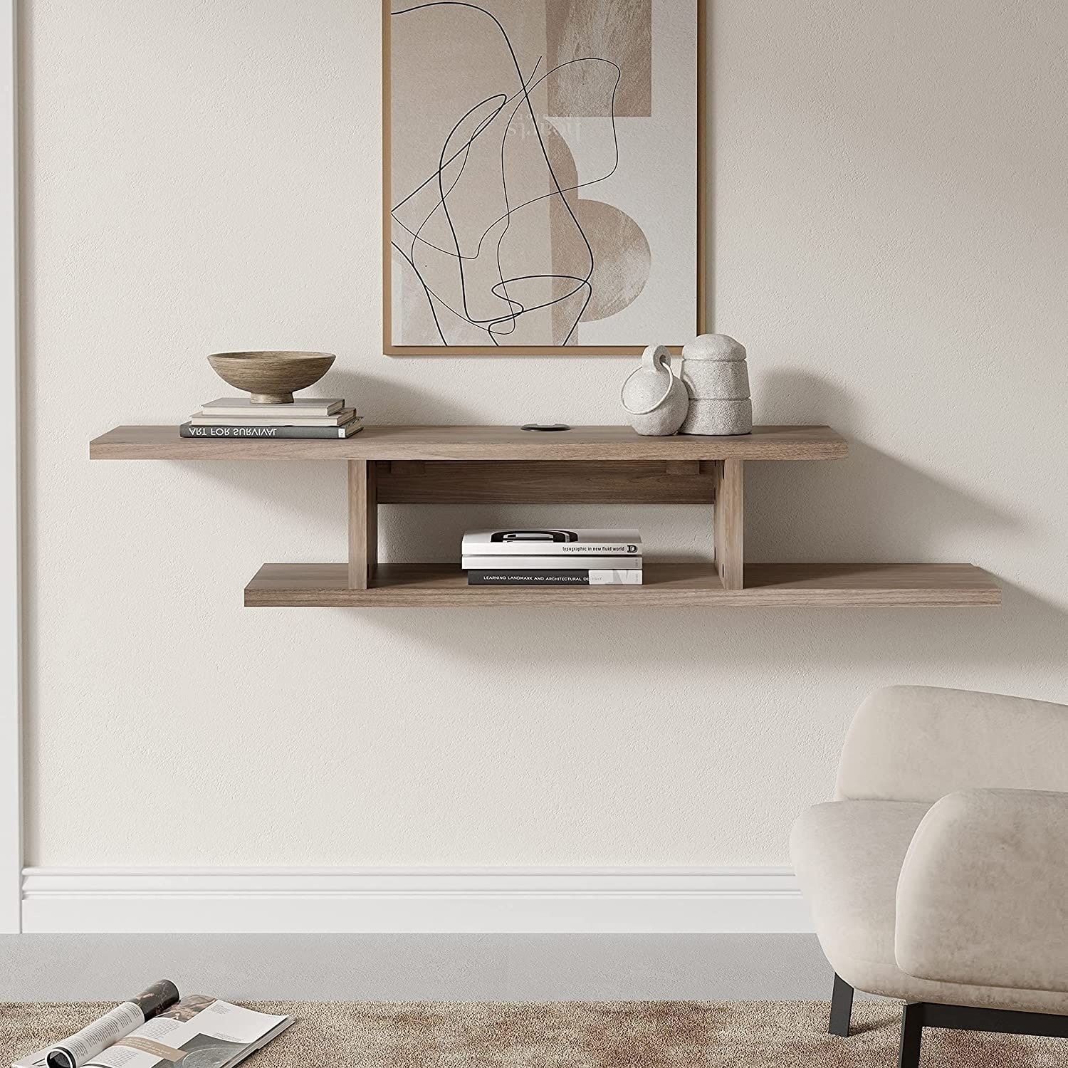 Fitueyes floating tv shelf wall mounted media store console entertainment storage shelf modern tv stand ds211801wb