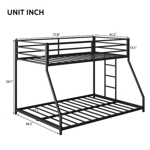 slide 2 of 13, Metal Bunk Bed Twin Over Full Size with Removable Stairs Black