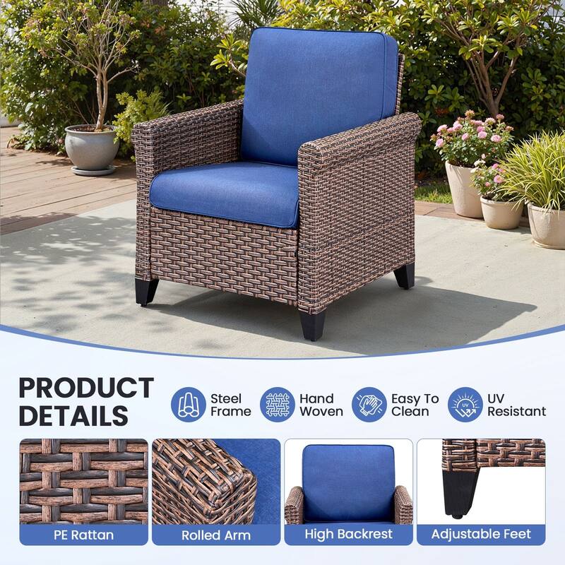 Pocassy Outdoor Sofa Swivel Chairs Patio Chair Funiture Set