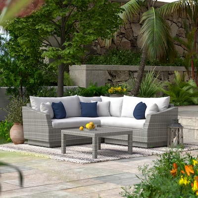 Cannes 4 Piece Sunbrella Outdoor Patio Sectional & Table
