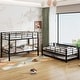 preview thumbnail 2 of 5, Metal Twin Triple Bunk Bed with Trundle & Guardrail, Antique Black