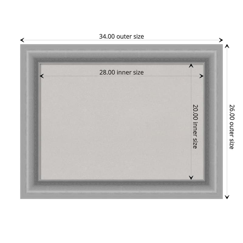Peak Polished Nickel Framed Grey Corkboard Bulletin Board - Board Size 28x20
