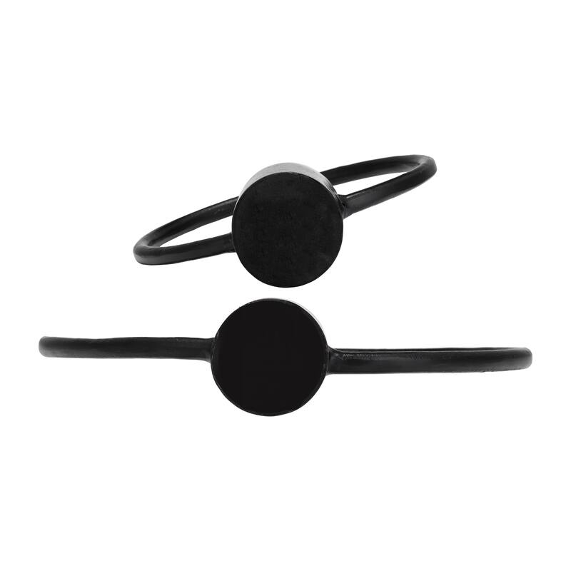 Set of 2 Metal Decorative Ring Candle Holders Contemporary Abstract Black Aluminum Ring Candle Displays for Home or
