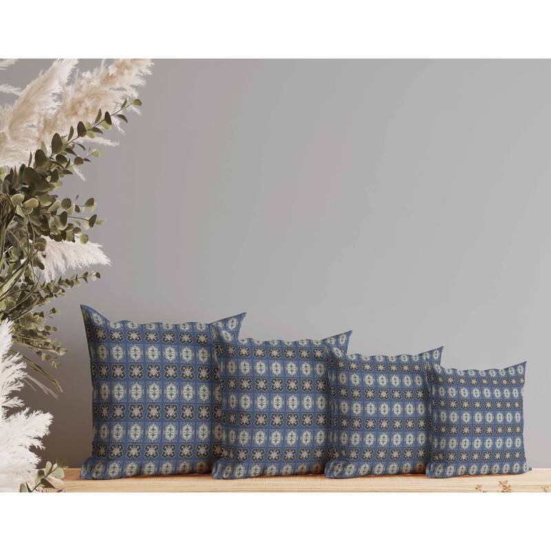 Darbari Dynasty Faux Suede Reversible Throw Pillow Blue and Artichoke