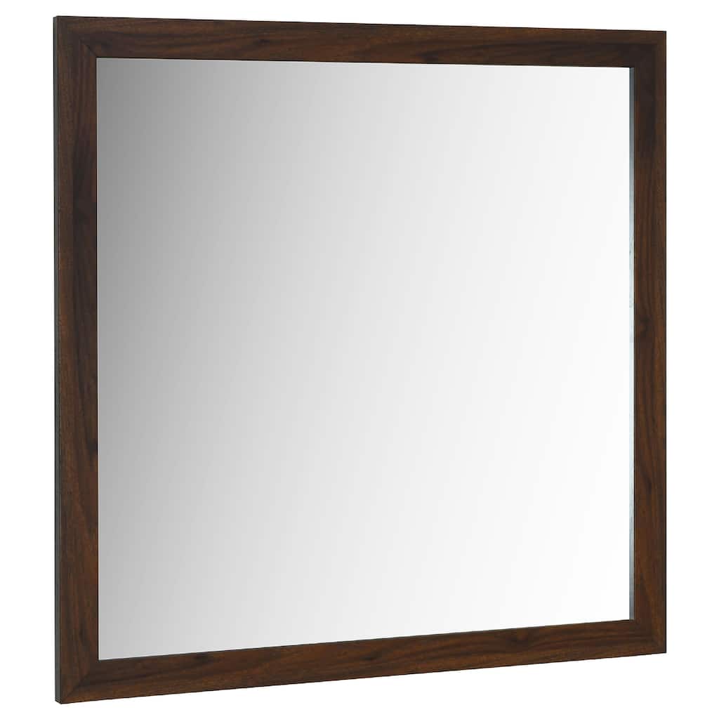 Yels Dresser Mirror, Squared Corners, Flat Glass Design, Brown Wood - Walnut Brown