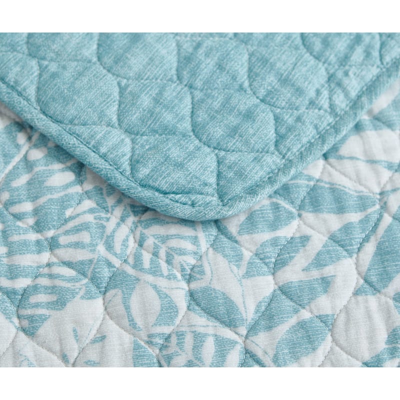 Tommy Bahama Laguna Beach Blue Cotton Reversible Quilt Set