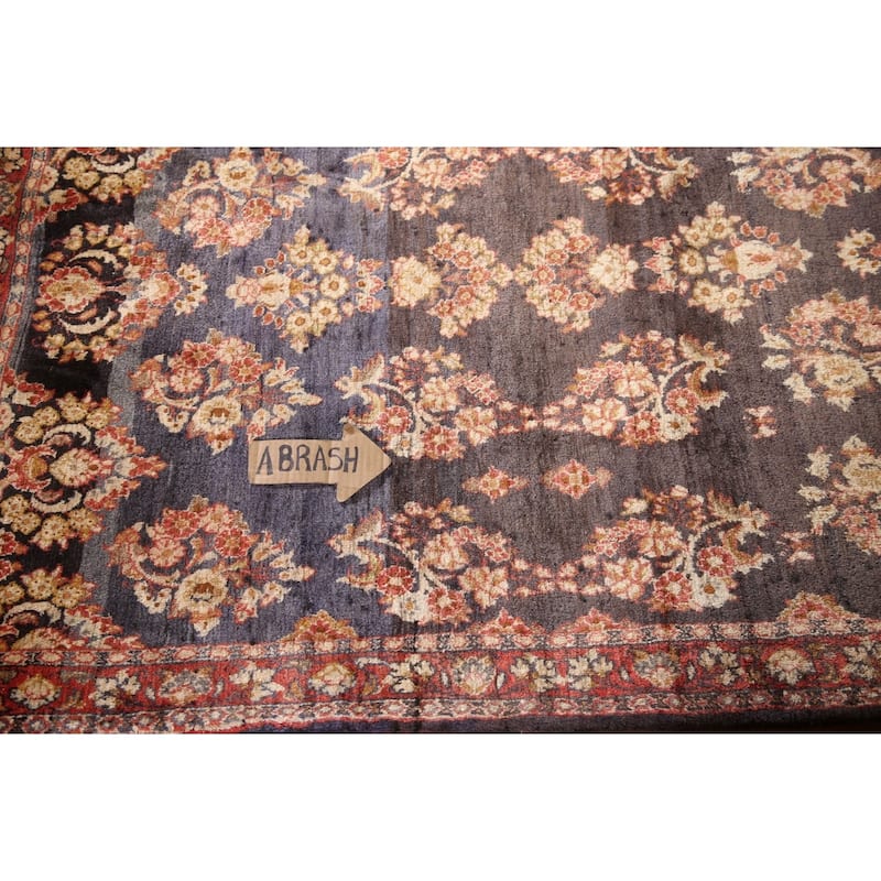 All-Over Floral Sarouk Persian Vintage Rug Hand-knotted Wool Carpet - 3'10"x 4'10"