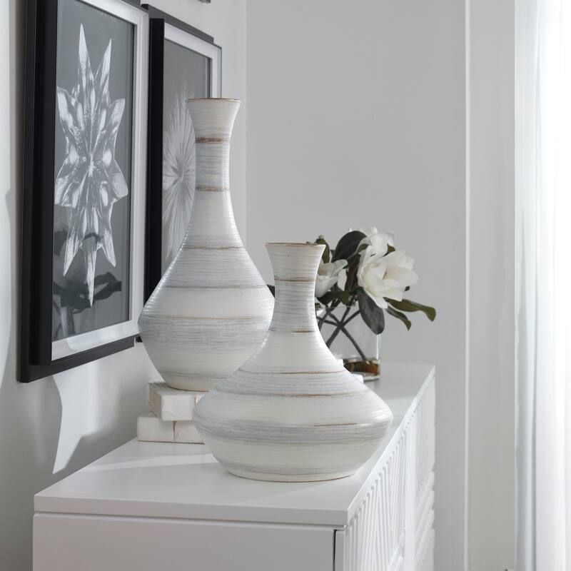 Uttermost Potter Fluted Striped Vases (Set of 2)