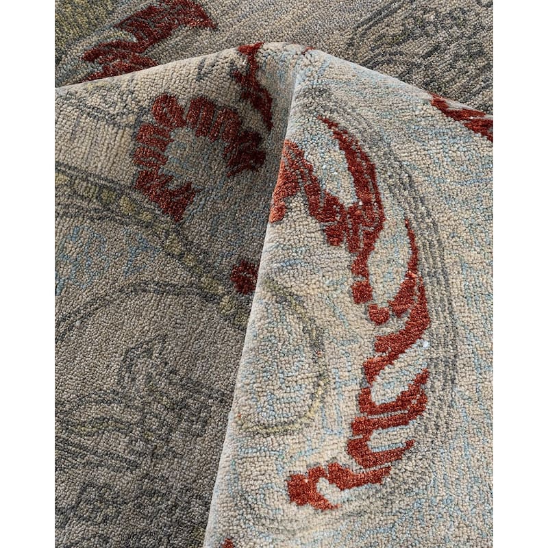 Ikat One-of-a-Kind Hand-Knotted Area Rug - Gray, 8' 1" x 10' 0" - 8' 1" x 10' 0"