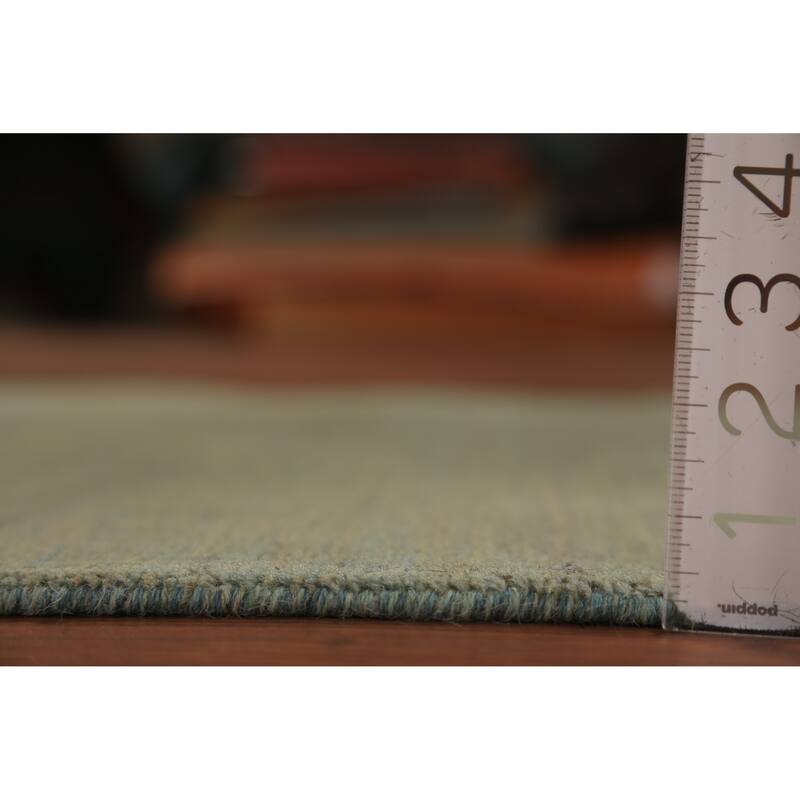 Green Gabbeh Modern Runner Rug Hand-Knotted Wool Carpet - 2'9" x 9'8"