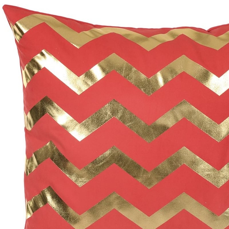 HomeRoots 18" Red and Gold Throw Pillow Cover