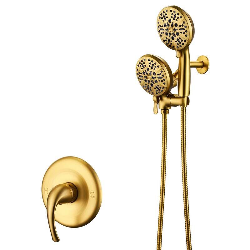 Shower Faucet Set with 5 in. Head Complete Shower System Matte Black - Gold