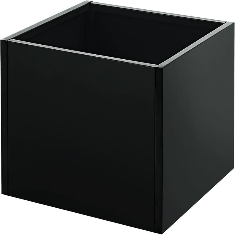 18x18x12 in Snap-Together Metal Raised Garden Bed Modern Black Square Planter With Base