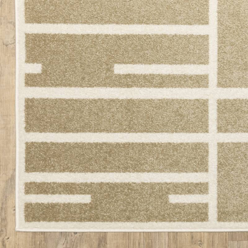 Quartz Geo Blocks and Line Beige/ Ivory Area Rug