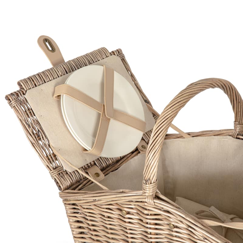 Picnic Time Piccadilly Picnic Basket, (Natural Canvas)