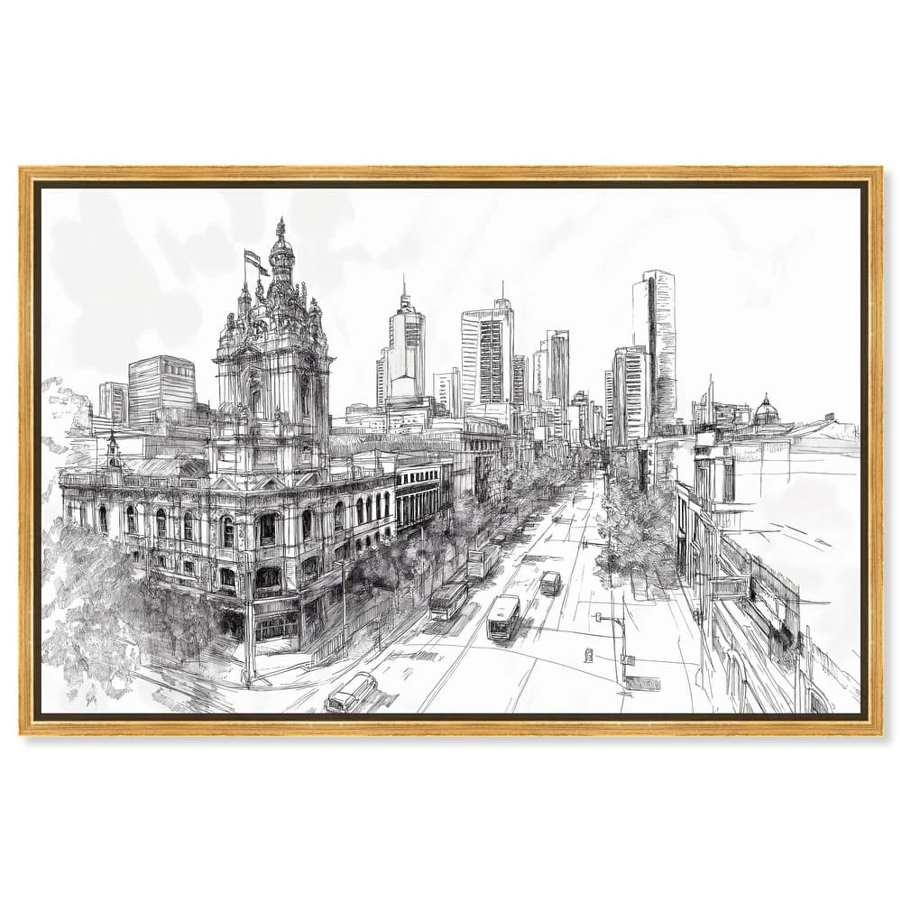 Collins Street Sketch Canvas by Art Remedy