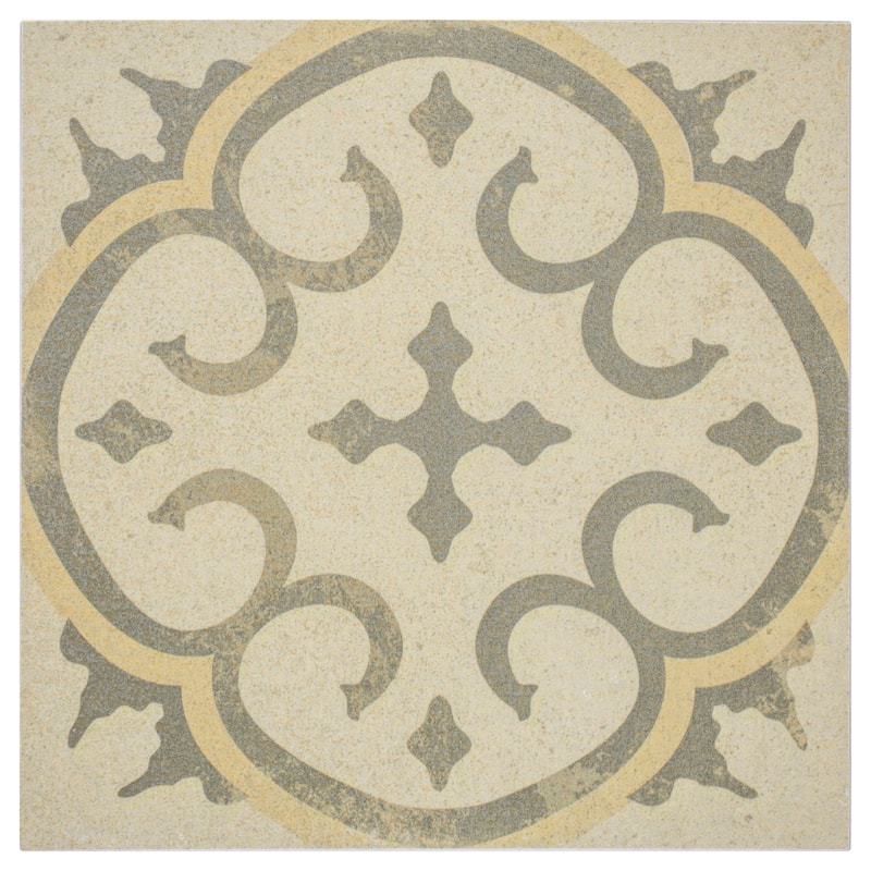 Cruz Bay Studio MKT61123 Seville - 8" x 8" Encaustic Floor and Wall - Sepia Matte