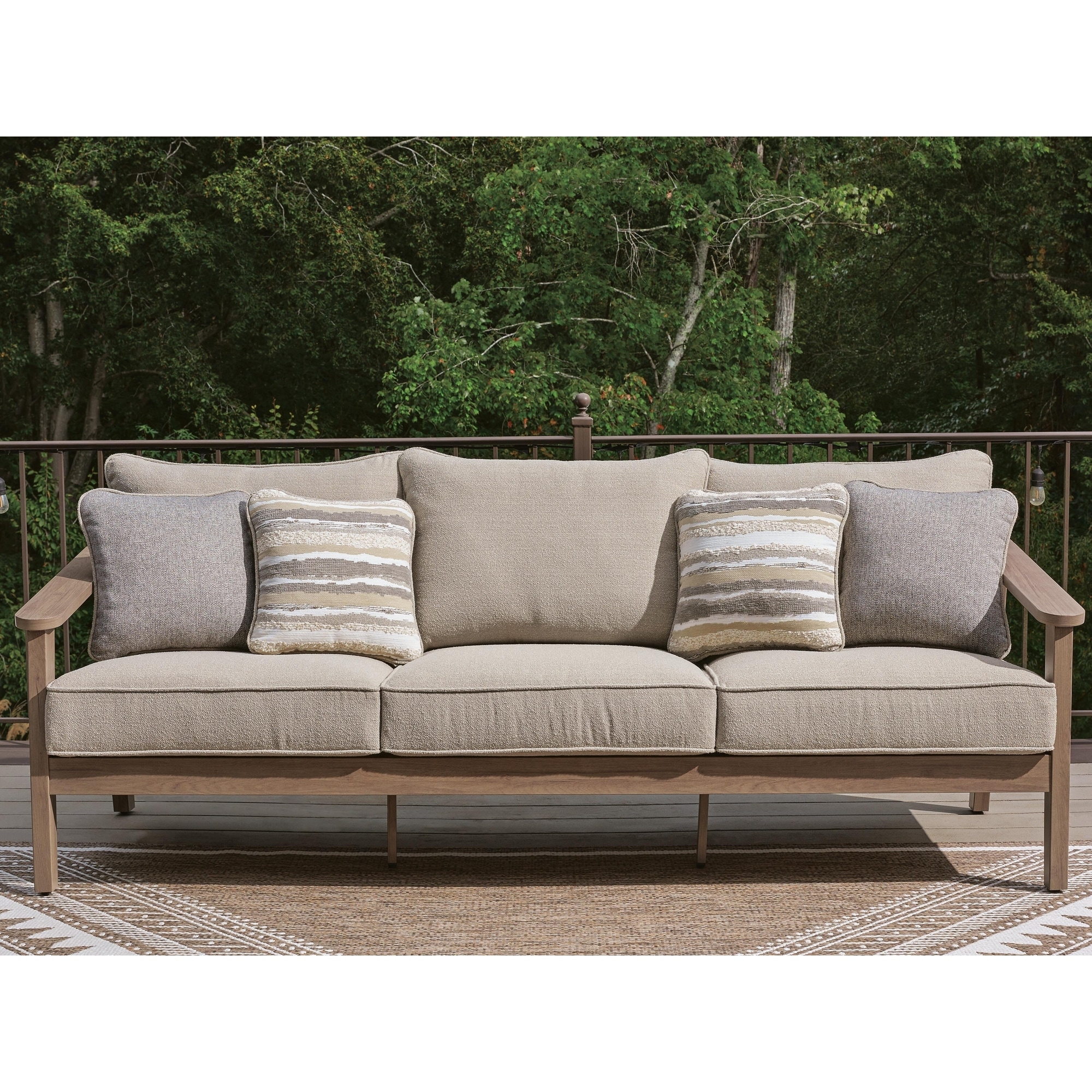 Signature Design by Ashley Francis Beach Natural/Gray Outdoor Sofa with Cushion
