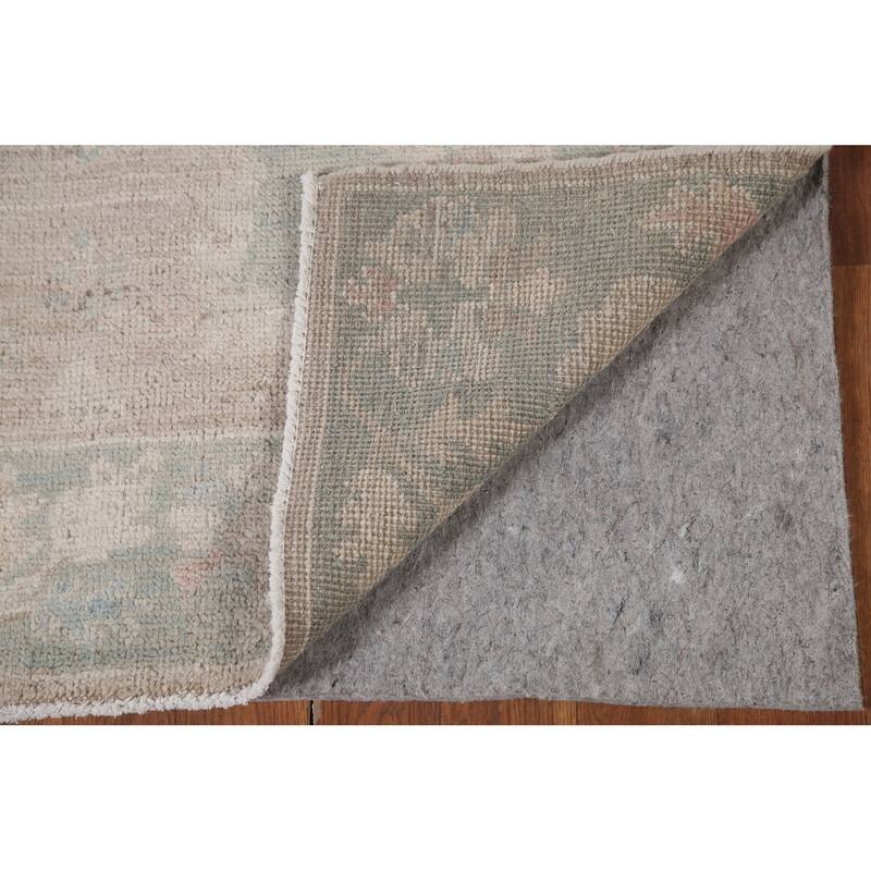 Hand Knotted Oriental 100% Wool Carpet Transitional All-Over Beige & Ivories Oushak Runner Rug - 7' 11'' X 3' 3''