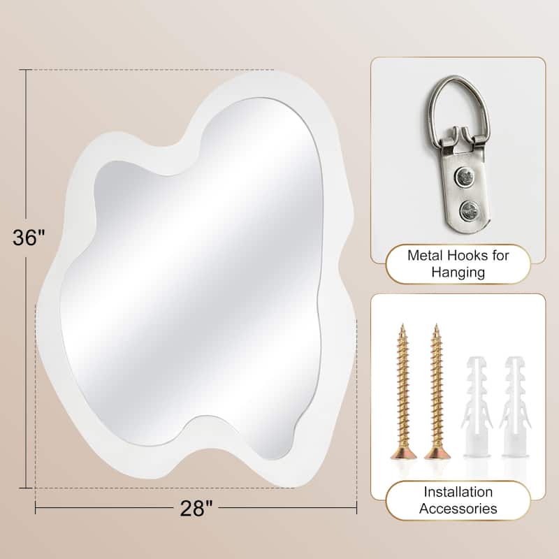 Wood Frame Decorative Asymmetrical Mirror Irregular Wall Mirror