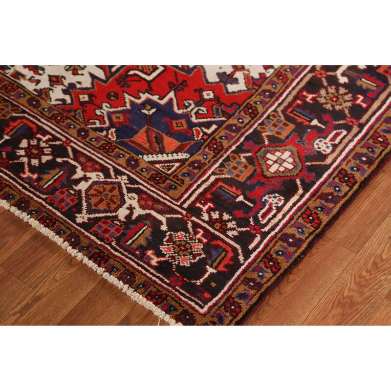 Hand Knotted Oriental 100% Wool Carpet Traditional Medallion Red Heriz Area Rug - 11' 0'' X 7' 6''