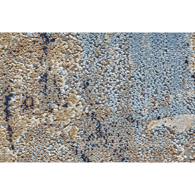 Crowford Abstract Splatter Print Rug, Gold/Dusk Blue, Area Rug