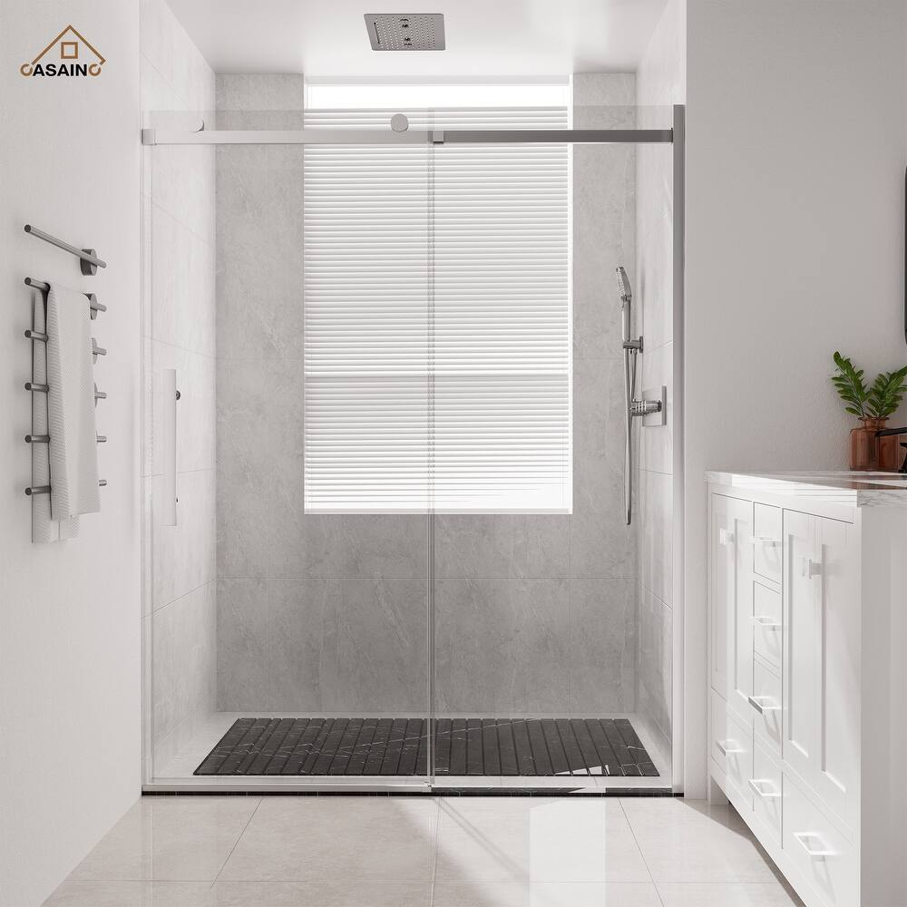CASAINC 60 in. W x 76 in. H Sliding Frameless Shower Door with SGCC Certification