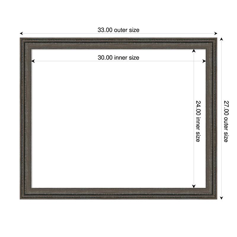 Amanti Art Upcycled Brown Grey Framed Dry Erase Magnetic Board - 33 x 27 in - Upcycled Brown Grey