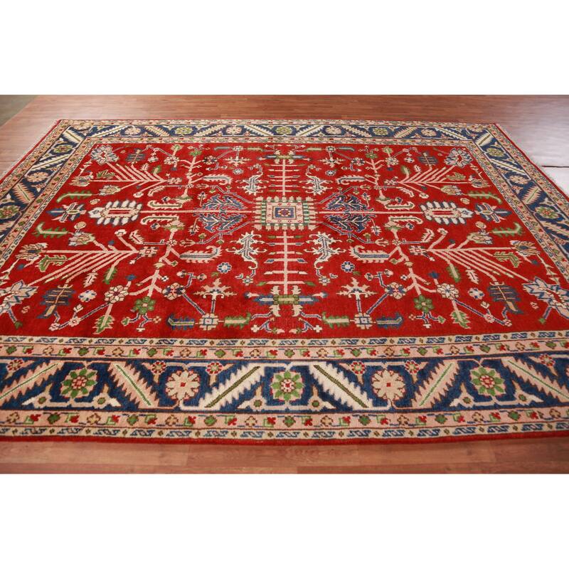 Hand Knotted Oriental 100% Wool Carpet Traditional Geometric Red Heriz (serapi) Area Rug - 11' 9'' X 8' 10''