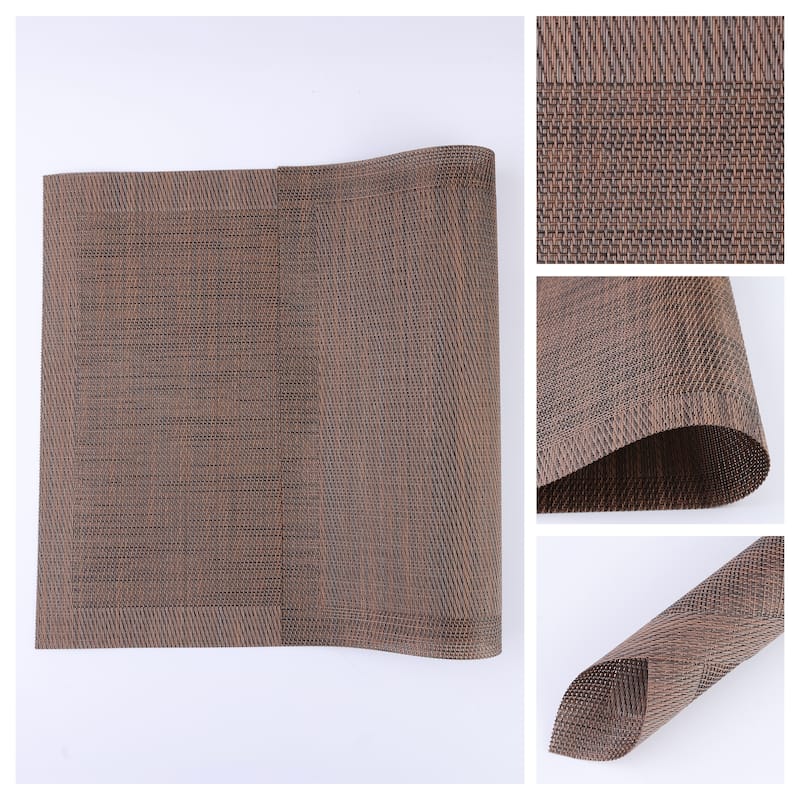 8 Pack Place Mats, PVC Placemats for Kitchen Dining Table Decor Heat Resistant Table Placemats Wipeable Table Mat - 18*12in - Brown