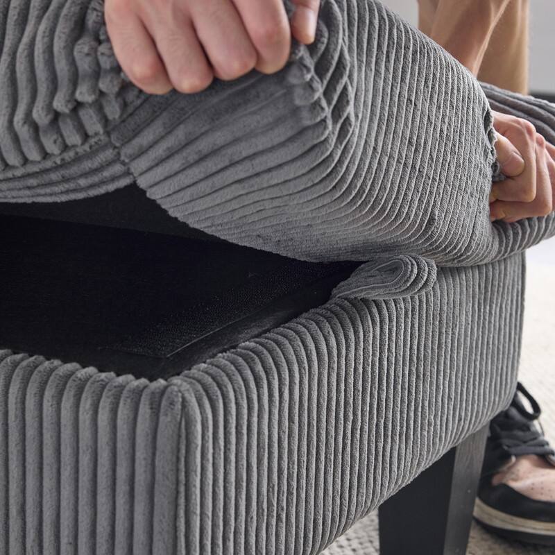 68.5'' W 3-Seat Square Arm Corduroy Couch with Storage Ottoman