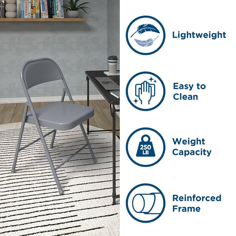 COSCO SmartFold All-Steel Folding Chair, 4-Pack