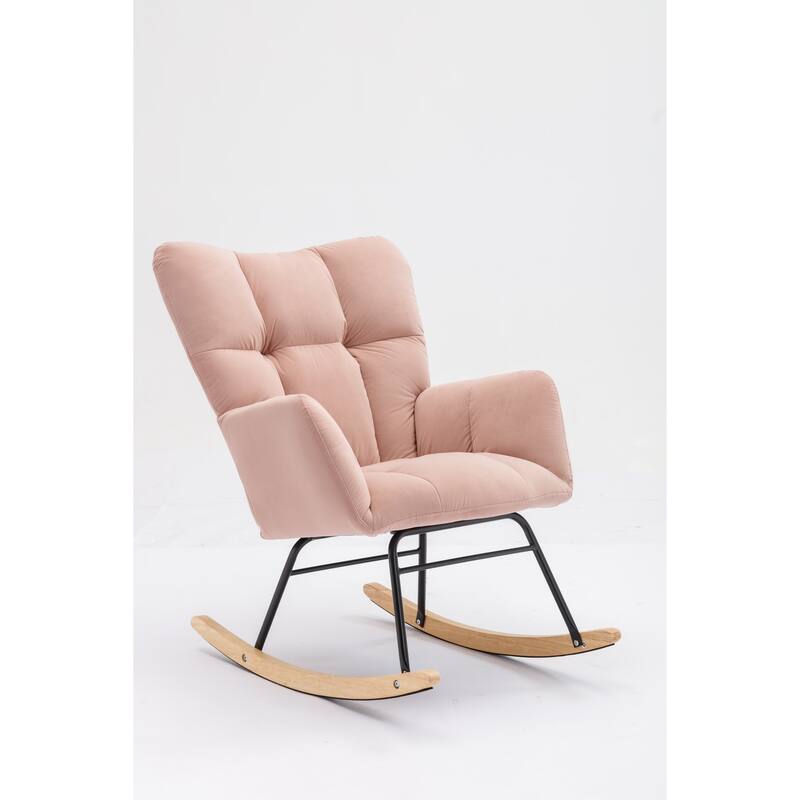 31.5" High Back Buttons Tufted Rocking Chair