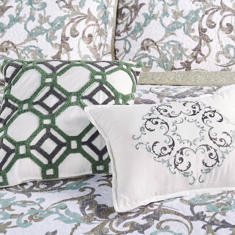 Serenta 6-piece Ravello Scroll Printed Microfiber Quilted Coverlet Set