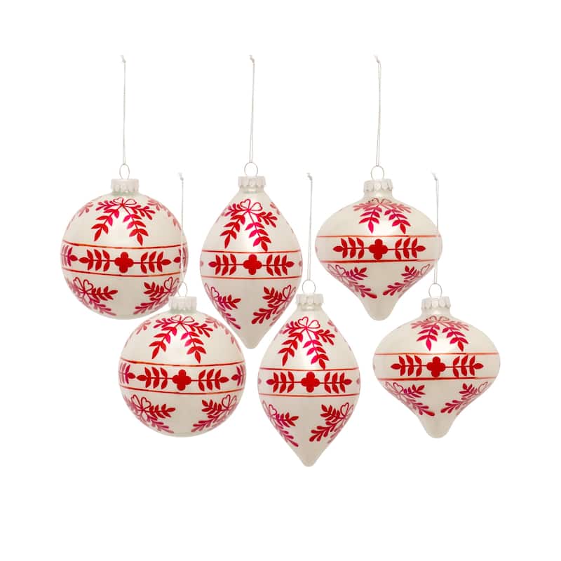Glass Ornament (Set of 6) - White