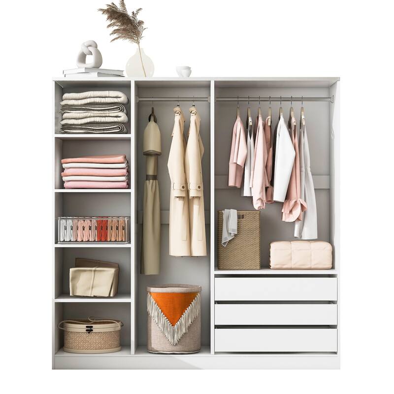 Roomfitters Open Wardrobe Closet System, Freestanding Armoire and Large Storage Organizer with Hanging Rails